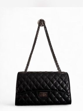Black Quilted Chain-Handle Shoulder Bag / Crossbody bag